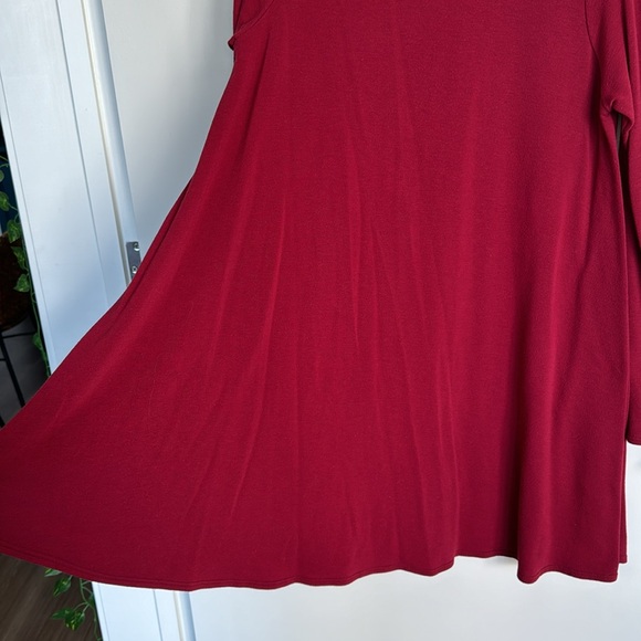 Flowy Long Sleeve Short Maroon Dress - Picture 4 of 4